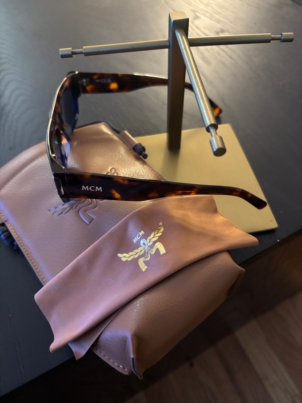 MCM Tortoiseshell Square Sunglasses with Dark Lenses - Picture 3 of 3